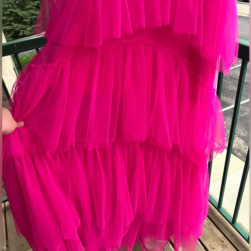 π π NEXT/UP Neon Pink Mesh Tiered Gown Corset Bodice Party 2 Sizes 9/10 & 11/12 - Picture 8 of 17